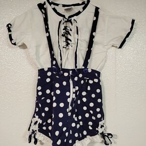 Vintage 80s 90s gitano kids 2 piece outfit girls size 5 bibs retro sailor y2k